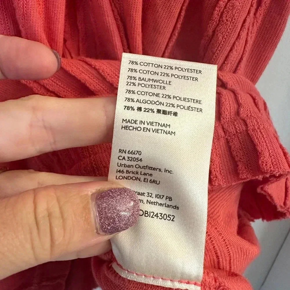 Free People Take A Spin Coral Babydoll Mini Dress Tunic oversized XS - Picture 5 of 7